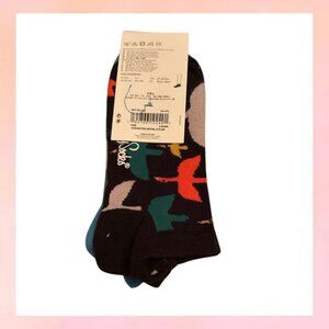 Happy Socks 2-Pack Low Cut Socks Bird Graphic Navy Blue Multi NWT Size 5.5-9.5